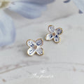 Blue White Porcelain Flower Triangle Geometric Butterfly Studs view 6