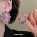Pink Cat-Eye Resin Oval Stud Earrings And Slide Necklace view 3