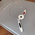 Silver Geometric Disc Enamel Y Pendant Snake Necklace view 6
