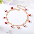 Gold Tone Curb Chain Bracelets with Dangling Evil Eye Beads view 2