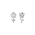 Clear Crystal Rose Flower Stud Earrings with Metal Settings view 5