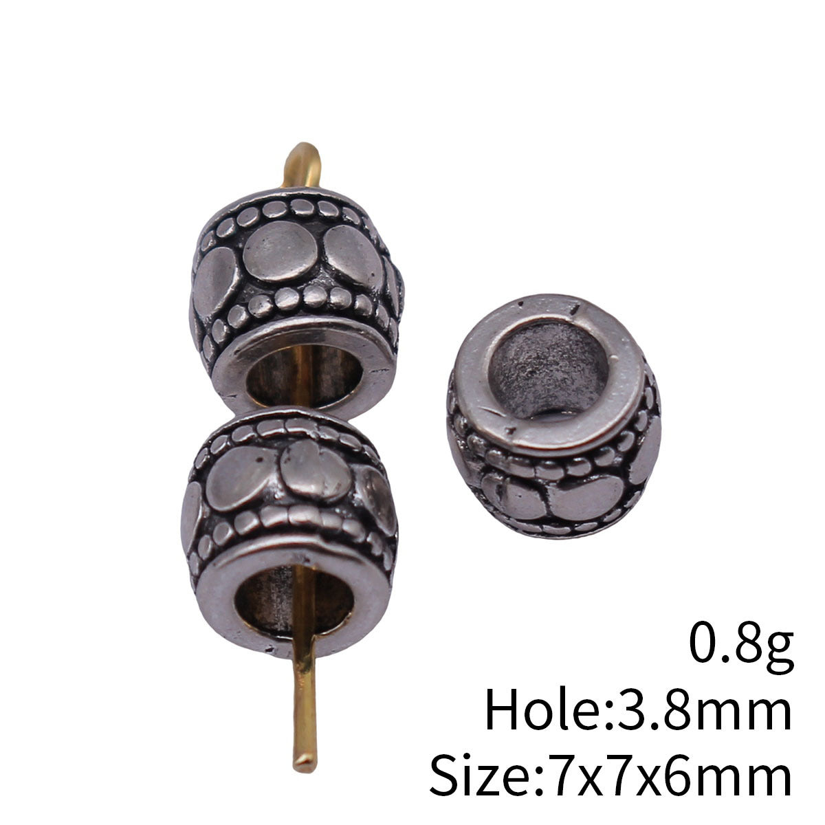 7x7x6mm 0.8g Multicolor Zinc Alloy Embossed Dot Large Hole Spacer Beads for Bracelet Jewelry Making