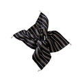 Black Or Ivory Striped Square Scarf Hair Tie With Pearl Like Drops view 5