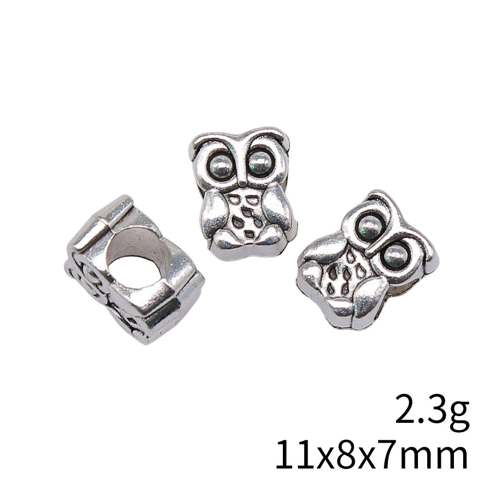 11x8.9x7.5mm 2.3g Multicolor Zinc Alloy Owl Large Hole Cat Beads for European Bracelet DIY Jewelry Making
