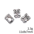 Detailed Owl Shaped Large Hole Metal Beads in Two Finishes view 5