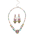 Multicolor Crystal Floral Necklace And Earring Set view 5