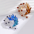 Blue Flower Crystal Two Designs Metal Brooch Pin 4.9 x 5.5 cm view 4