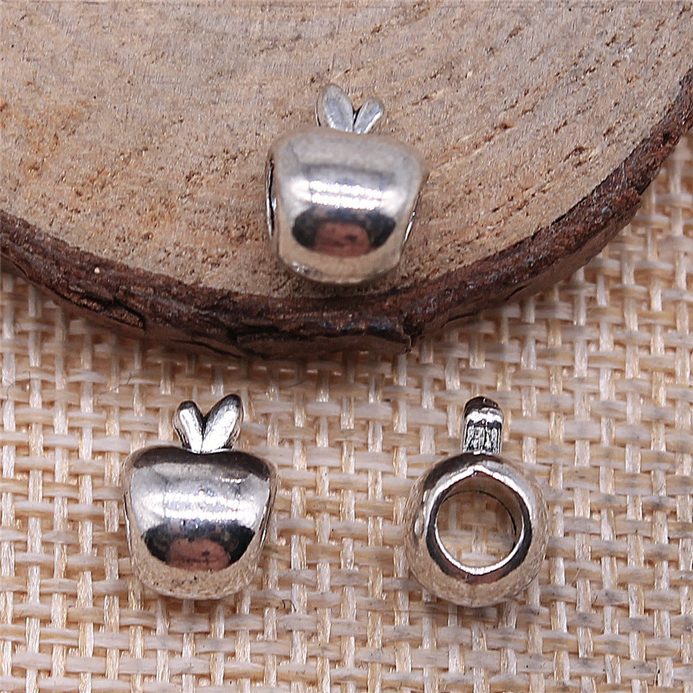10x8x7mm 1.2g Antique Silver Zinc Alloy Apple Large Hole Beads for Bracelet DIY Jewelry Making