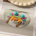Nine Color Woven Palm Tree Novelty Statement Stud Earrings view 12