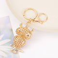 Red Enamel Owl Keychain Orange Beads Gold Branch Charm view 3