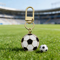 Enamel Soccer Ball Keychain Gold Metal Clip Black White view 3