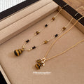 Gold Tone Brown Beaded Striped Gourd Pendant Necklace view 4
