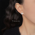 Silver Tone Textured Lotus Flower Stud Earrings Pair view 2