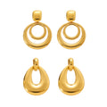 Polished Double Circle and Teardrop Drop Earrings Stainless view 5