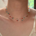 Delicate Silver Tone Necklace with Multicolor Bead Clusters view 2