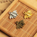 Small Striped Bee Metal Charm in Four Vintage Finishes view 3
