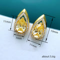 Yellow Teardrop Halo Crystal Stud Earrings view 3