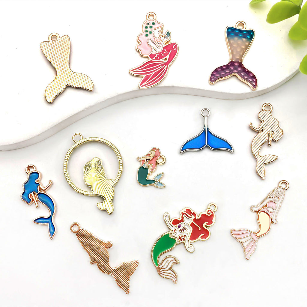 Enamel Zinc Alloy Mermaid Tail Charm Pendant for DIY Bracelet Necklace Keychain Jewelry