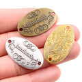 Oval Handmade Script Metal Tag Charms in Mixed Finishes view 4