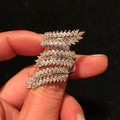 Layered Marquise Leaf Wrap Oversized Ring In Polished Silver Tone view 5