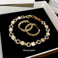 Gold Pave Crystal Oval Hoop Earrings Huggie Pair Style view 1