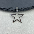 Silver-Tone Star Charm Pendant Open Solid Styles Two Sizes view 2