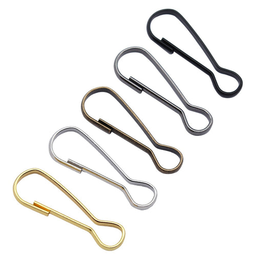 Safety Pin Snap Hook Findings in Five Finishes hand-held front view