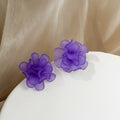 Eight Color Translucent Layered Petal Flower Stud Earrings view 10