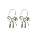 Silver Bow Pearl Tassel Hook Earrings Statement Jewelry view 5