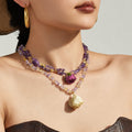 Crystal Chip Resin Rose Pendant Necklace White Blue Magenta view 3
