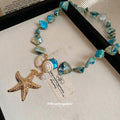 Blue Shell Chip Necklace Bracelet And Separate Multicolor Charm Necklace view 4