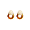 Woven Round Top and Marbled Open Ring Drop Earrings view 5