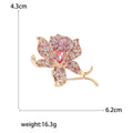 Pink Crystal Rose Brooch A Rose-Gold-Tone Rose Set view 5