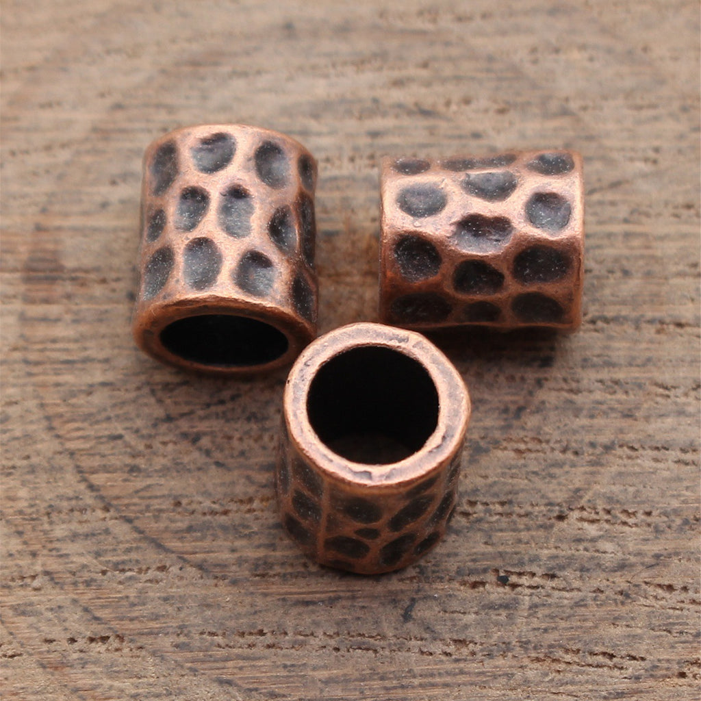 9.9x8.8x8.7mm 1.7g Multicolor Zinc Alloy Hammered Tube Large Hole Spacer Beads for Dreadlock Hair Jewelry