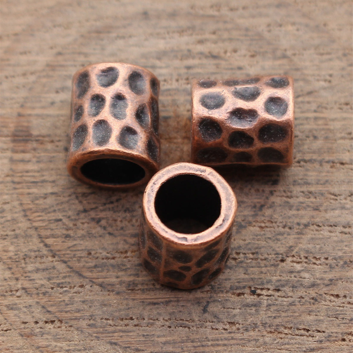 9.9x8.8x8.7mm 1.7g Multicolor Zinc Alloy Hammered Tube Large Hole Spacer Beads for Dreadlock Hair Jewelry