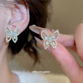 Pastel Crystal Butterfly Stud Earrings With Gold Tone Frames view 1