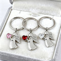 Silver Angel Heart Rhinestone Keychain Clear Pink Red view 4