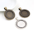 Round Twisted Border Pendant Bezel Settings in Two Finishes view 5