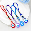 Glass Evil Eye Pendant Charm On Braided Cord Hanging Strap view 3