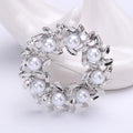 Pearl and Crystal Floral Wreath Brooch Decorative Clothing Pin view 7