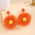Seven Color Woven Daisy Statement Dangle Stud Earrings view 2