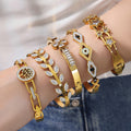 Crystal Motif Bangle Collection in Nine Gold and Silver Styles view 4