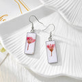 White Rectangular Pressed Flower Drop Earrings in Twelve Designs view 9