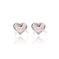 Silver Heart Stud Earrings with Sheer Ribbon Bows Three Colors view 5