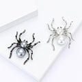 Pearl Body Spider Brooch Crystal Legs Silver Black view 3