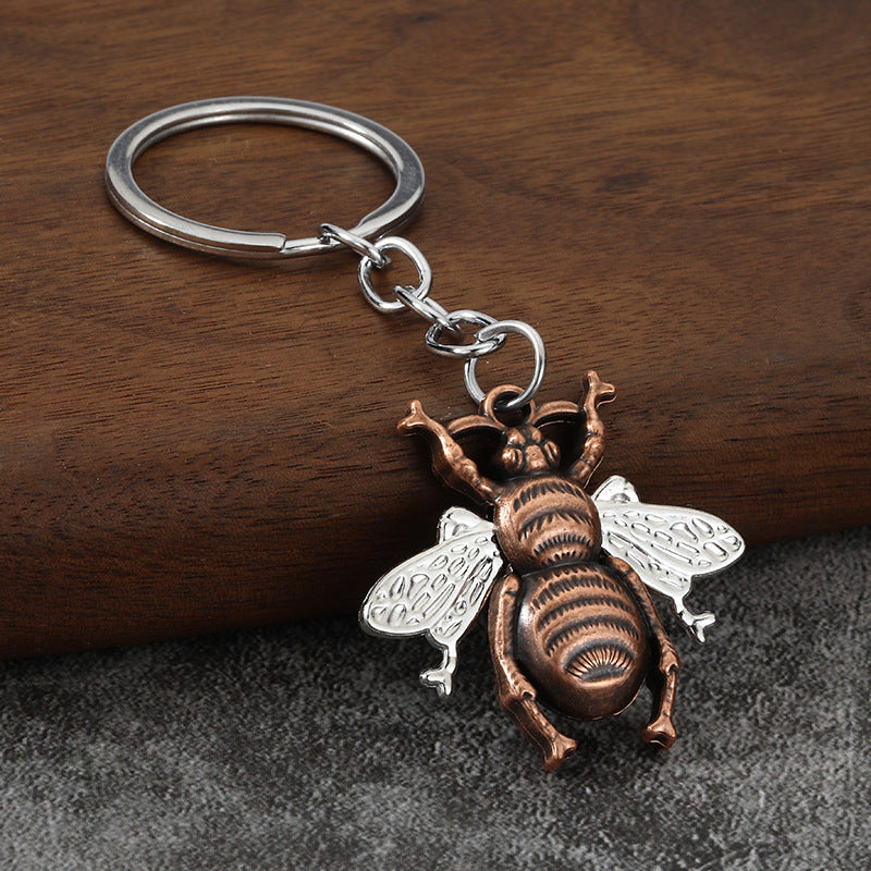 Simple Bee Metal Keychain Cute Insect Bag Charm and Key Ring
