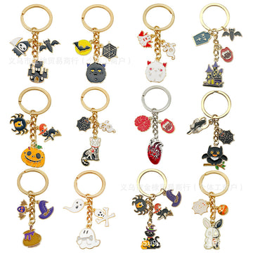 Halloween Charm Keychains Featuring Spider Web Across 44 Pictured Variations