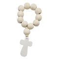 White Wooden Bead Loop Cross Pendant in Two Package Styles view 4
