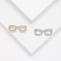 Crystal Eyeglasses Brooch in Gold and Silver Tones view 1
