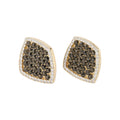 Smoky Crystal Twisted Square Gold Tone Stud Earrings view 5